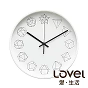 Lovel 30cm幾何金屬框靜音時鐘 - 共3色白
