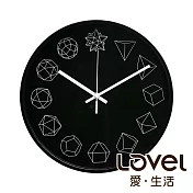 Lovel 30cm幾何金屬框靜音時鐘 - 共3色黑