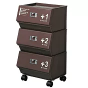 日本Like-it｜多用途附輪三層收納車 棕色