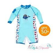 【Elly la Fripouille】法國防曬兒童泳裝_鯨魚長袖連身泳裝12-18M