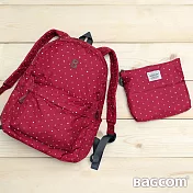 Bagcom 柔感星點收納後背包-紅色(搭配胸扣帶+斜背帶)