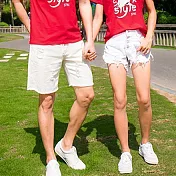 韓版個性純白撕破短褲親子裝(男大人)M白色