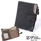 DF BAGSCHOOL - 男士休閒復古風仿舊摺式皮夾零錢包-共2色黑色