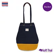 Loft THAI | 泰.兩用帆布水桶包.大 | Navy/mustard