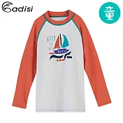 ADISI 童抗UV圖騰防磨防曬長袖上衣AR1913112 (110-140) / 城市綠洲 (防磨衣、水母衣、溯溪、浮潛、衝浪、水上活動)110白色