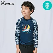 ADISI 童抗UV圖騰防磨防曬長袖上衣AR1913112 (110-140) / 城市綠洲 (防磨衣、水母衣、溯溪、浮潛、衝浪、水上活動)110深藍