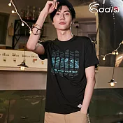 ADISI 男Merino Wool抗臭排汗圖騰上衣AL1911099 (M-2XL) / 城市綠洲 (排汗速乾、溫度調節、消臭)M黑色