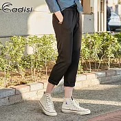 ADISI 女抽繩休閒修身錐形褲AP1911138 (S-2XL) / 城市綠洲 (吸濕快乾、透氣、無光紗、抗UV、戶外休閒)S黑色