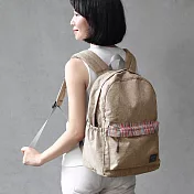 麻感收納後背包(A4 OK)-麻麥條紋-搭配斜肩帶+胸扣帶