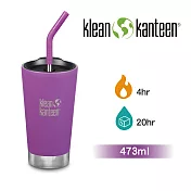 【美國Klean Kanteen】不鏽鋼飲料吸管杯-473ml莓果紫