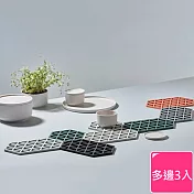 【Homely Zakka】北歐簡約風防燙隔熱墊/餐墊/杯墊 多邊3入/組 莫蘭迪藍+莫蘭迪灰+莫蘭迪棕橘