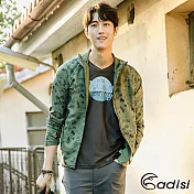ADISI 男COOL鈦抗UV撥水連帽日系印花外套AJ1911037/ 城市綠洲 (UPF50+、抗紫外線、防曬、降溫)S軍綠夏威夷