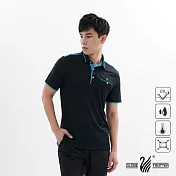 【遊遍天下】男款吸濕排汗抗UV機能POLO衫(GS1039)M黑藍