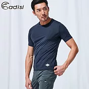 ADISI 男短袖鋅纖維消臭速乾上衣AL1911026 (S-2XL) / 抗菌、抗UV、透氣快乾、Richy紗S深潭藍