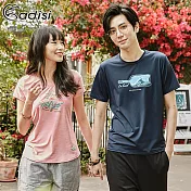ADISI 男短袖鋅纖維消臭速乾圖騰上衣AL1911027 (M-2XL) / 抗菌、抗UV、透氣快乾、Richy紗M深潭藍