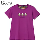 ADISI 女短袖鋅纖維消臭速乾圖騰上衣AL1911028 (S-2XL) / 抗菌、抗UV、透氣快乾、Richy紗S鳶紫