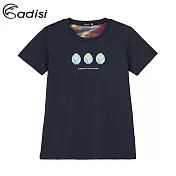 ADISI 女短袖鋅纖維消臭速乾圖騰上衣AL1911028 (S-2XL) / 抗菌、抗UV、透氣快乾、Richy紗2XL深潭藍