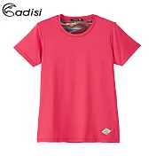 ADISI 女短袖鋅纖維消臭速乾上衣AL1911029 (M-2XL) / 抗菌、抗UV、透氣快乾、Richy紗M玫紅