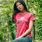ADISI 女造型領鋅纖維消臭速乾圖騰上衣AL1911030 (S-2XL) / 抗菌、抗UV、透氣快乾、Richy紗S玫紅