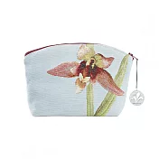 Art de Lys法國原裝 5798T 盛開的蘭花群/綠色背景/雙面小型化妝包 15x20