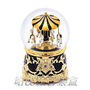 黑金傘蓋旋轉木馬音樂盒