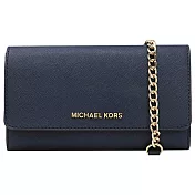 MICHAEL KORS 防刮皮革LOGO卡夾斜背包-深藍（現貨+預購）深藍