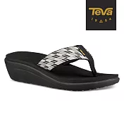TEVA 女 Voya Wedge 寬版織帶 高跟夾腳拖鞋-US5黑白