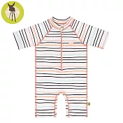 德國Lassig-嬰幼兒抗UV短袖連身式泳裝-線條粉12個月