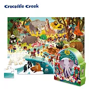 【美國Crocodile Creek】博物館造型盒學習拼圖48片-動物園