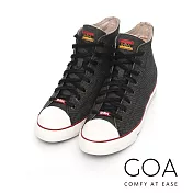 GOA 男款牛仔單寧高筒帆布鞋【含內增高鞋墊】EU40黑色