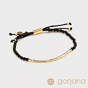 美國GORJANA鍍18K金平衡骨手鍊 (開運黑曜石)