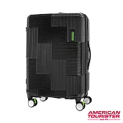 AT美國旅行者 25吋Velton 跳色幾何線條可擴充剎車輪行李箱(黑)
