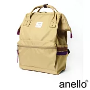 anello 2LINE 側彩條經典口金後背包 米色 L尺寸