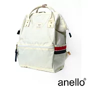 anello 2LINE 側彩條經典口金後背包 象牙白 L尺寸