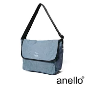 anello 獨特混色花紋郵差小包 深藍單寧 L尺寸