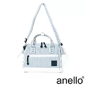 anello 簡雅配色波士頓手提斜背包 白條紋 M尺寸