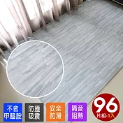 【Abuns】高級熱感厚鐵灰木紋62CM大巧拼地墊-附贈邊條(96片裝-適用11坪)