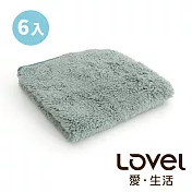 Lovel 7倍強效吸水抗菌超細纖維方巾6入組(共9色)湖水綠