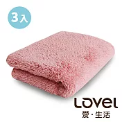 Lovel 7倍強效吸水抗菌超細纖維毛巾3入組(共9色)蜜桃粉