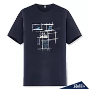 (現貨+預購)-HeHa阿薩圤盧的抽象藝術風潮流短T三色M(藏青藍)