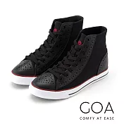 GOA男款經典雕花內增高高筒帆布鞋EU39黑色