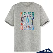 <現貨+預購>筆Never say never 印花短袖T恤 三色-HeHaM(SAY灰)