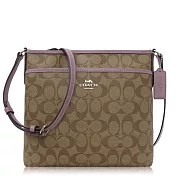 COACH 經典 PVC / 小款 / 斜背包_卡其紫