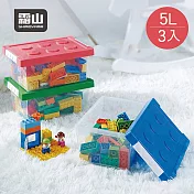 【日本霜山】樂高可疊式積木玩具收納盒-5L-3入-4色可選- 綠