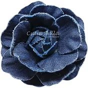 Cutie Bella丹寧山茶花全包布手工髮夾-Denim Flower-午夜藍