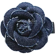 Cutie Bella丹寧小山茶花全包布手工髮夾-Denim Flower-午夜藍