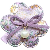 Cutie Bella珍珠鄉村花全包布手工髮夾-Country Pearl Flower-Lilac