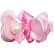 Cutie Bella珍珠多層次花瓣全包布手工髮夾-Flower Pearl-Pinky