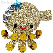 Cutie Bella亮粉章魚全包布手工髮夾-Sparkle Octopus-Golden