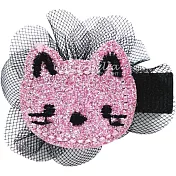 Cutie Bella亮粉貓咪全包布手工髮夾-Sparkle Cat-Pinky